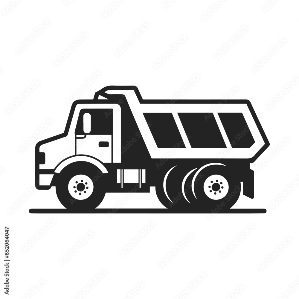 Elegant Dump Truck Outline, Classic Vector Representation Elegant Dump Truck Outline, Classic Vector Representation
