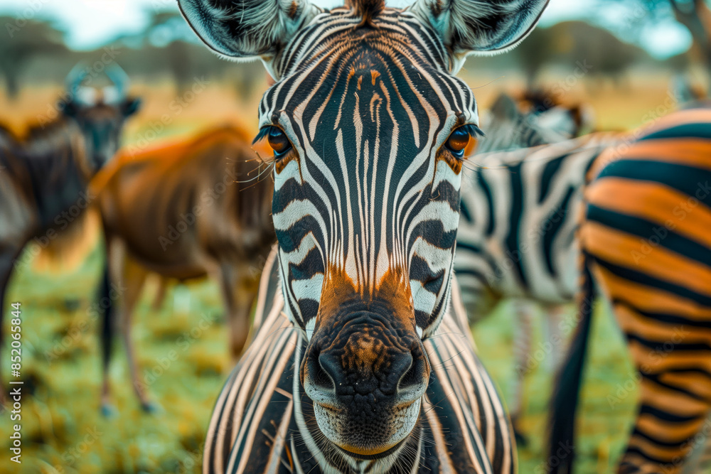 Naklejka premium Safari animals, zebra close up
