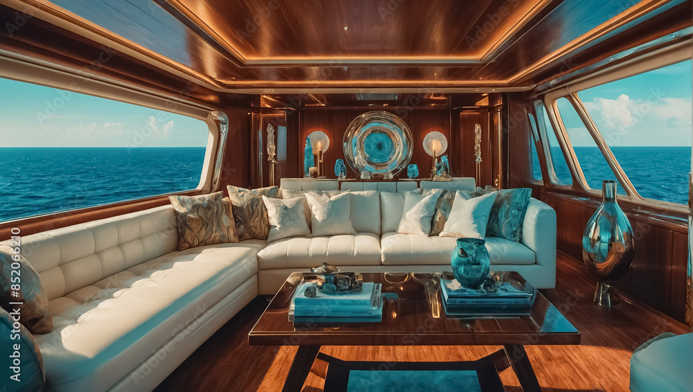 Fototapeta premium Interior of a luxury comfortable yacht