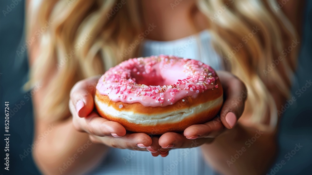 Person Holding Pink Sprinkled Doughnut Person Holding Pink Sprinkled Doughnut