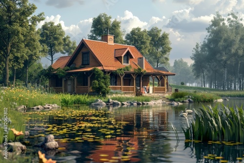 house near the lake Generative AI