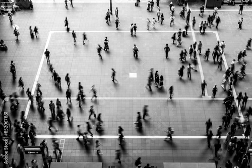 休日のJR大阪駅。都会の雑踏。俯瞰して見る人のシルエットが面白い