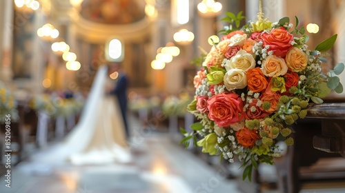 Bride and Groom Walking Down Aisle