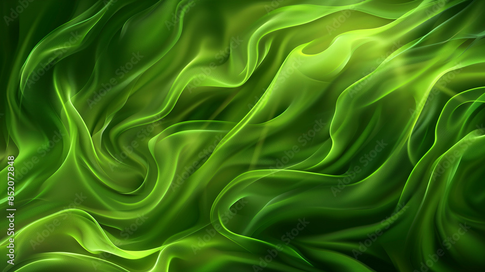Abstract Green Waves of Light and Shadow Abstract Green Waves of Light and Shadow