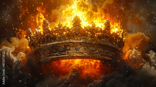 Bright and colorful illustration of a crown with precious stones