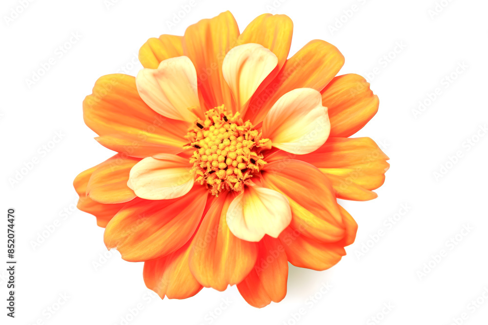 A single orange flower with a green stem. A single orange flower with a green stem.