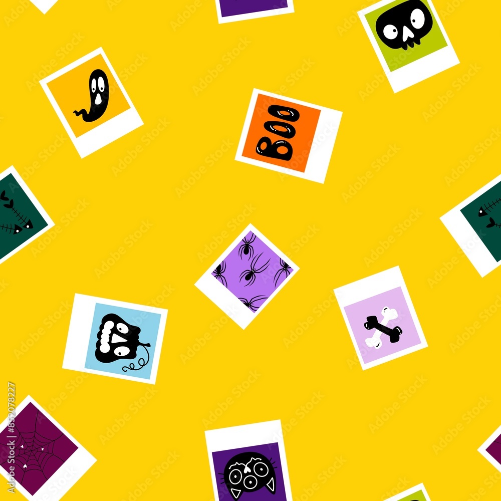 Halloween cartoon picture seamless ghost and skulls and pumpkins pattern Halloween cartoon picture seamless ghost and skulls and pumpkins pattern