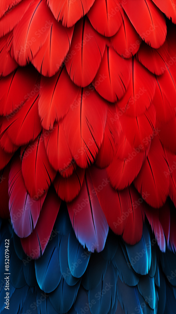 Fototapeta premium Scarlet Macaw Feathers, Abstract Image Pattern Background Texture, For Wallpaper, Background, Cell Phone Cover and Screen, Smartphone, Computer, Laptop, Format 9:16 and 16:9 - PNG