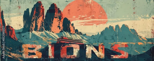 Wallpaper Mural Vintage travel poster with bold typography, nostalgic, vibrant colors, vintage style Torontodigital.ca