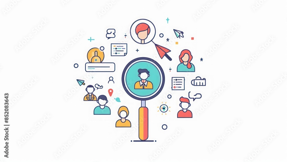A group of people are being looked at through a magnifying glass. A group of people are being looked at through a magnifying glass.