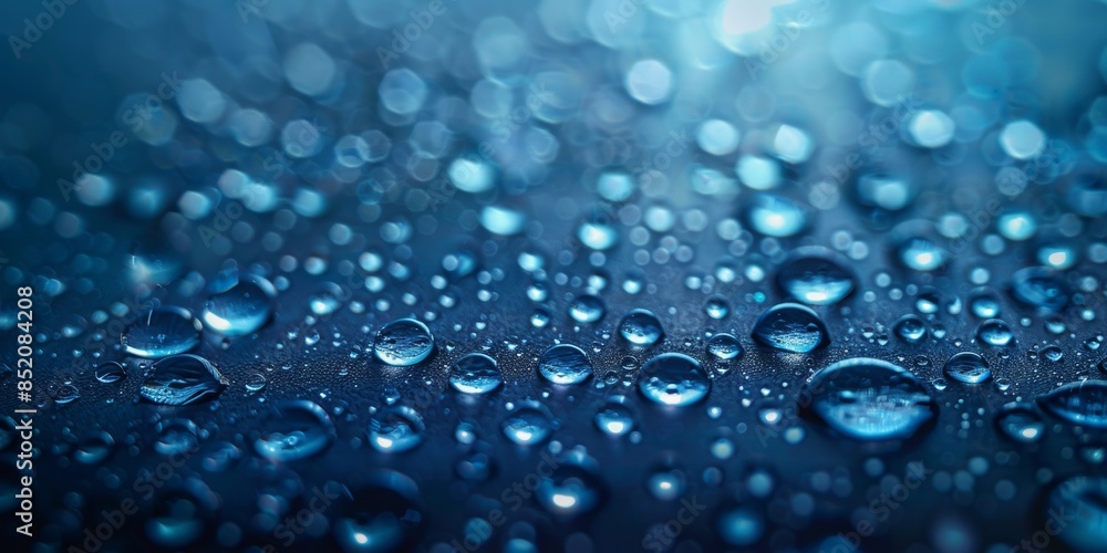 Blue background, water drops, simple background Blue background, water drops, simple background