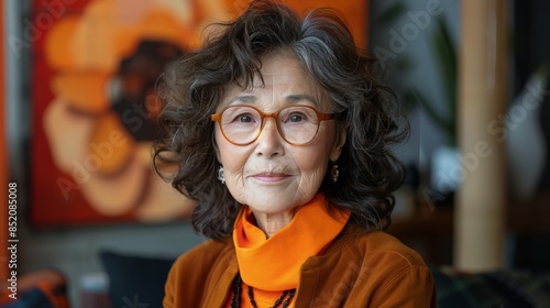 Woman With Glasses and Orange Scarf