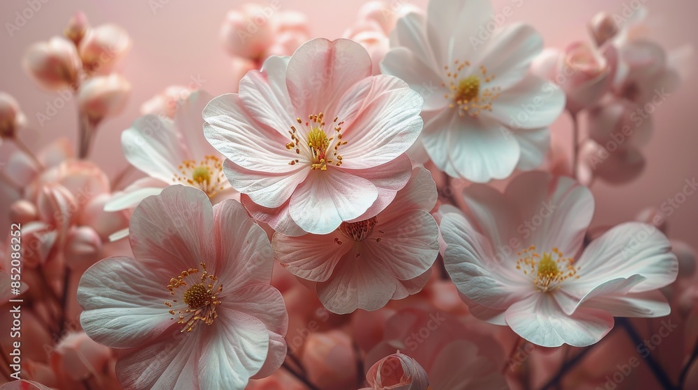 Pink Flowers in Bottle on Pink Background Pink Flowers in Bottle on Pink Background
