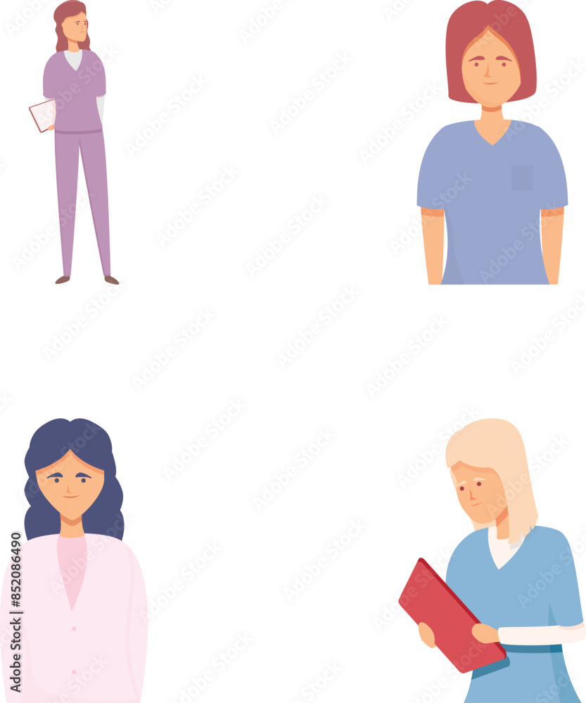 Medical worker icons set cartoon vector. Team of various medical specialist. Healthcare concept Medical worker icons set cartoon vector. Team of various medical specialist. Healthcare concept