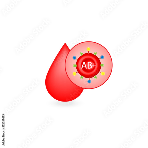 AB positive blood type, universal recipient. Blood donation. Vector illustration.