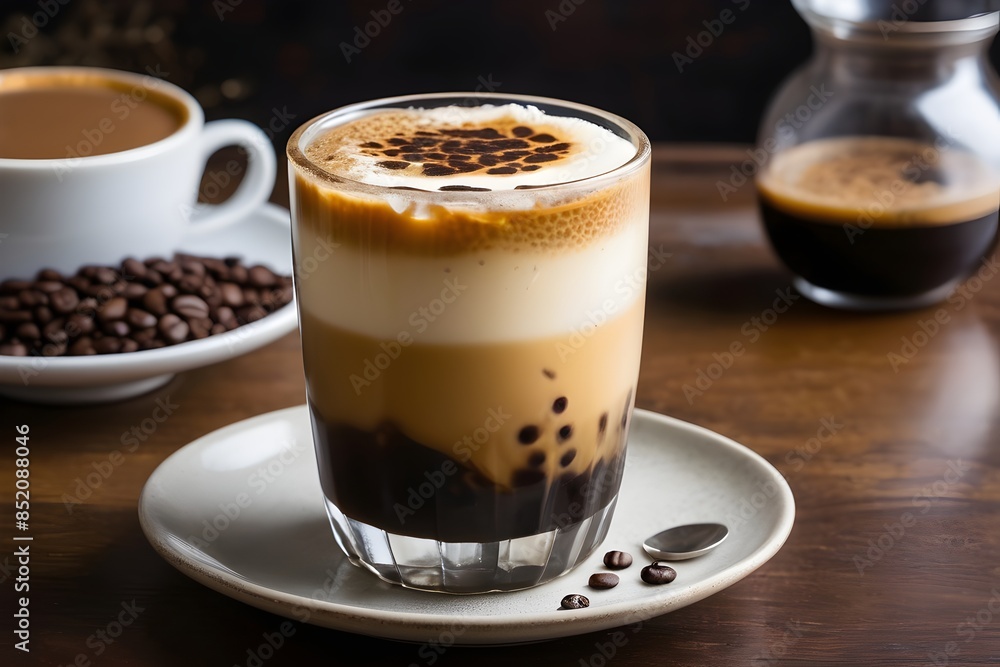 Coffee Drink with Whipped Cream and Coffee Beans Coffee Drink with Whipped Cream and Coffee Beans