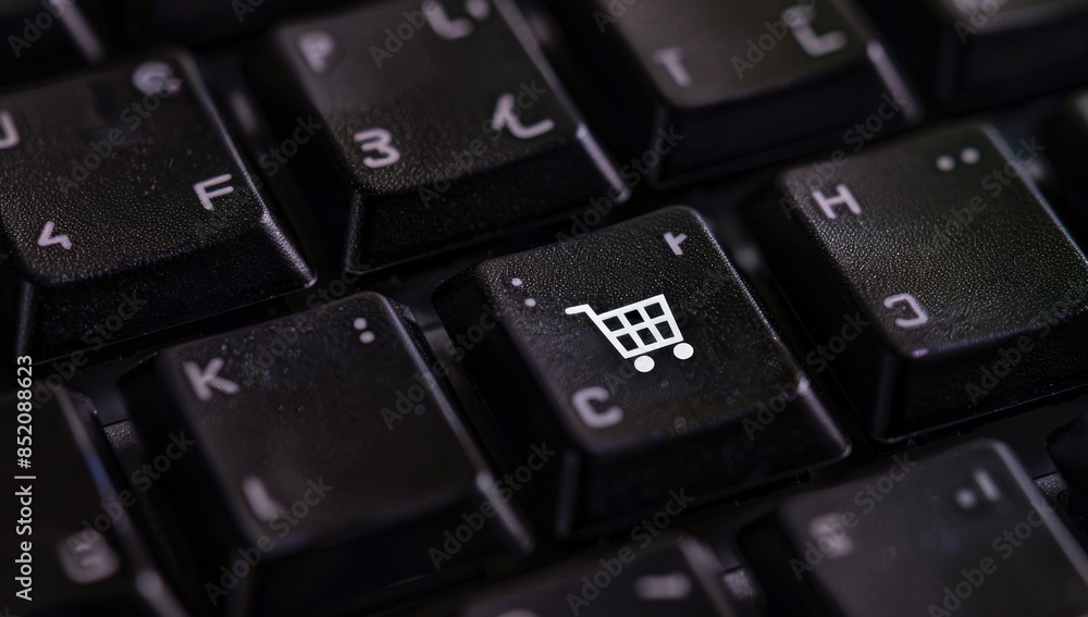 A black keyboard with a trash can symbol on it