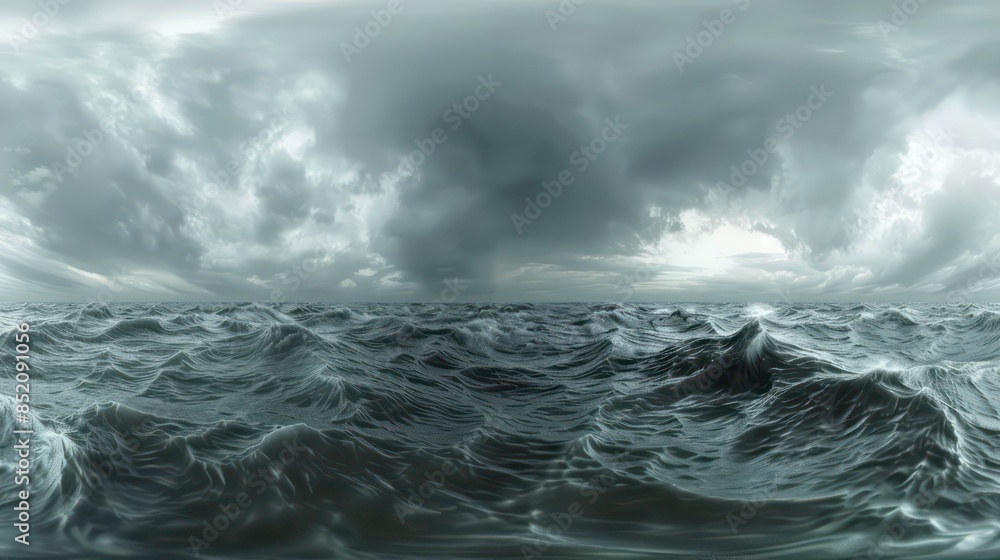 HDRI Environment Map of Stormy Sea Spherical Panorama in 360 Degrees High Resolution. Generative AI HDRI Environment Map of Stormy Sea Spherical Panorama in 360 Degrees High Resolution. Generative AI