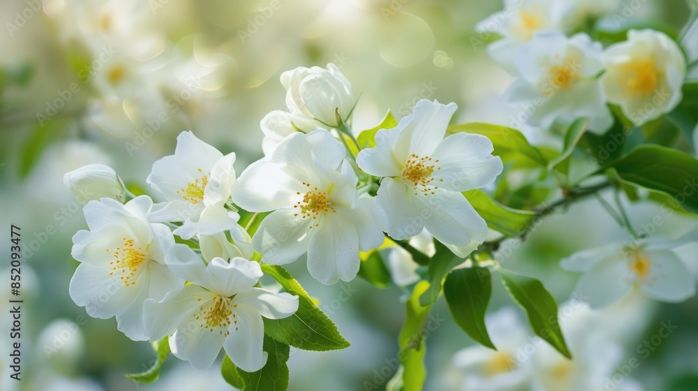White Mock Orange Tree flowers in closeup nature backdrop White Mock Orange Tree flowers in closeup nature backdrop