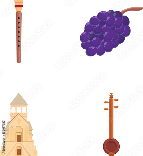 Armenia travel icons set cartoon vector. Various symbol of armenia. Country in caucasus