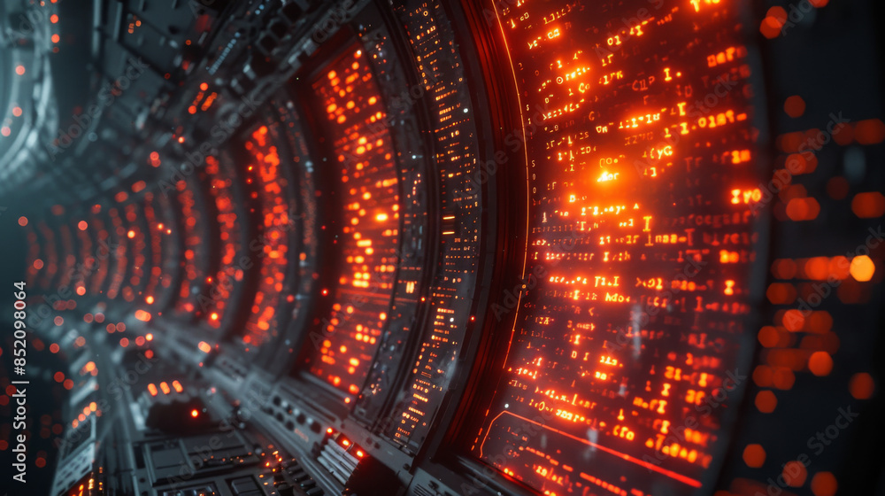 Obraz premium Digital transformation concept. System engineering. Binary code. Programming