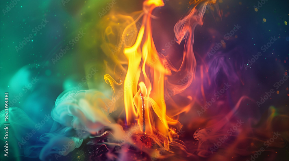 Single Flame Burning with Multiple Colors Creating an Ethereal Glow Single Flame Burning with Multiple Colors Creating an Ethereal Glow