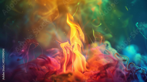 Ethereal Glow of a Multi-Colored Flame