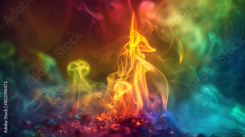 Ethereal Glow of a Multi-Colored Flame