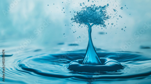 Drop of Paint Creating a Tree-Shaped Splash in Water