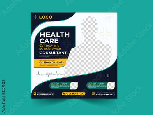 Colorful vector icons showcase healthcare & wellness on social media