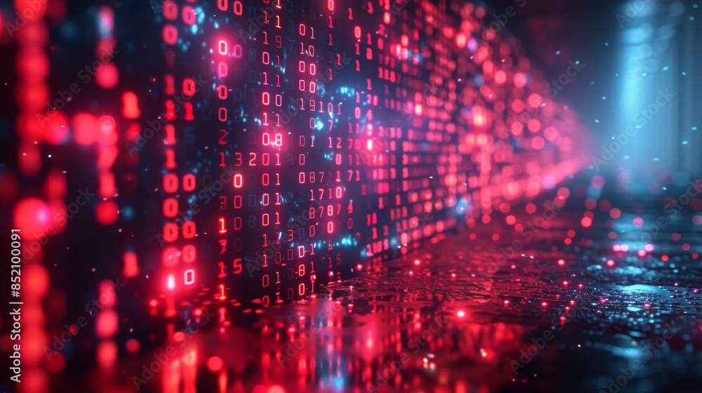 Naklejka premium Digital transformation concept. System engineering. Binary code. Programming