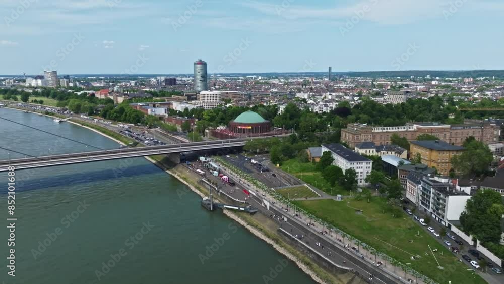 Aerial drone view on the city skyline of Dusseldorf, Germany. Aerial drone view on the city skyline of Dusseldorf, Germany.