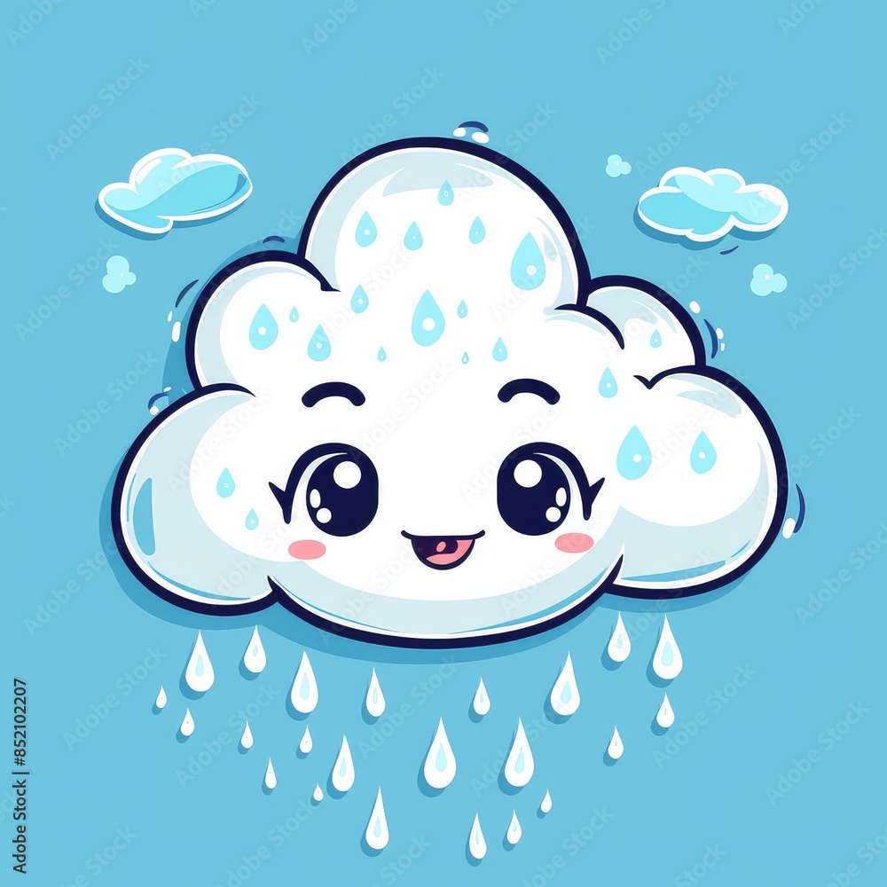 Adorable Cartoon Rain Cloud with Expressive Big Eyes - Charming Weather Icon Adorable Cartoon Rain Cloud with Expressive Big Eyes - Charming Weather Icon