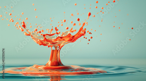Drop of Paint Creating a Tree Shaped Splash in Water