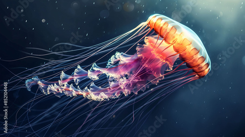 Jellyfish with Tentacles Forming Delicate Light Trails