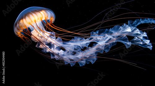 Jellyfish with Tentacles Forming Delicate Light Trails