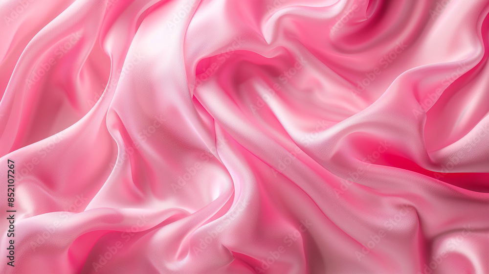 Obraz premium Luxurious soft draped pink satin fabric with smooth texture, elegant and shiny material.