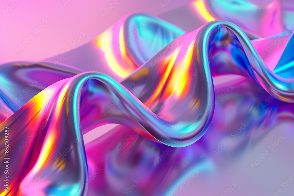 A colorful, flowing piece of fabric with a metallic sheen