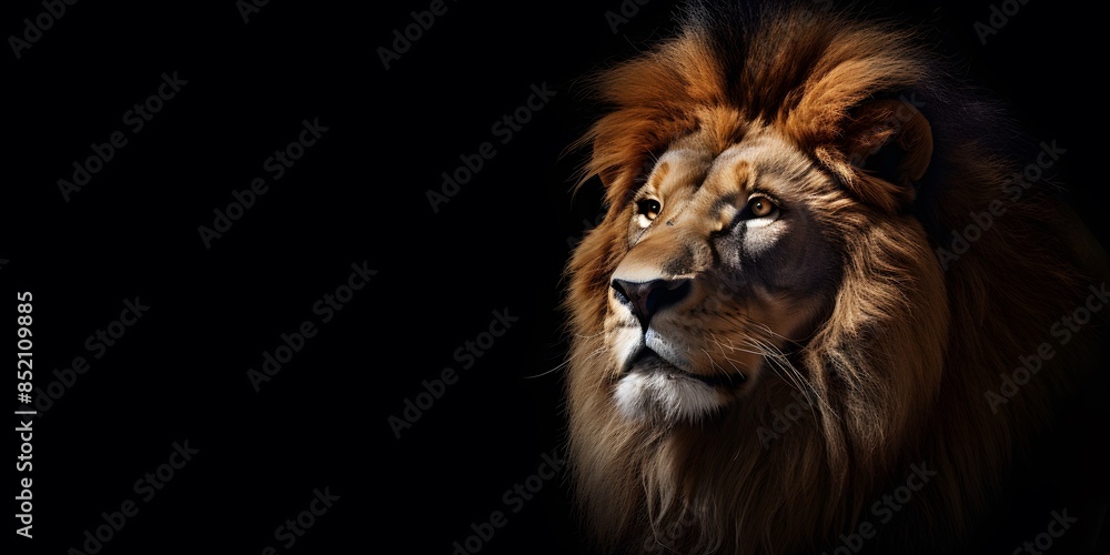 Lion king Portrait on black background, Portrait of majestic lion Magnificent Lion king Portrait on black background, Portrait of majestic lion Magnificent