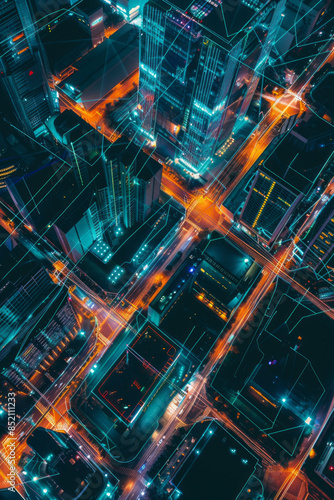 Wallpaper Mural Aerial view of a data center at night, with its exterior illuminated by strategic lighting.  Torontodigital.ca