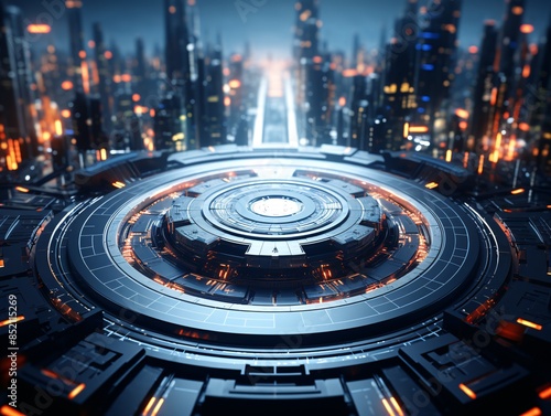 A futuristic city nestled a...