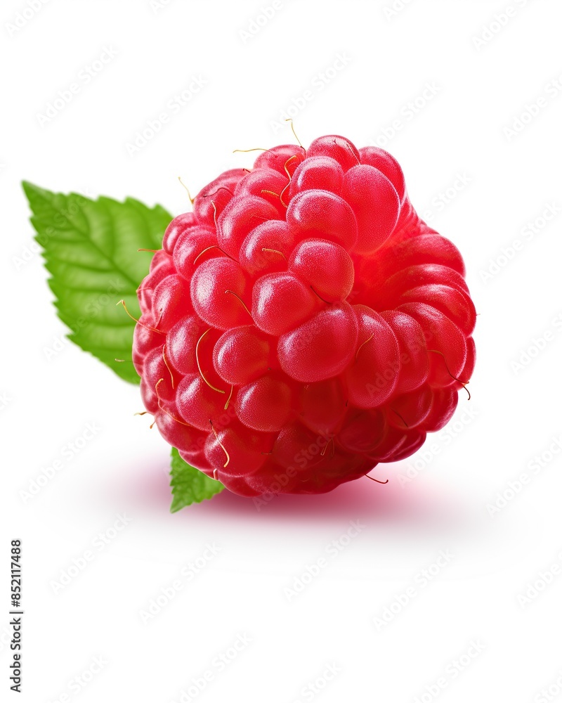 Fresh Red Raspberry with Green Leaf Fresh Red Raspberry with Green Leaf