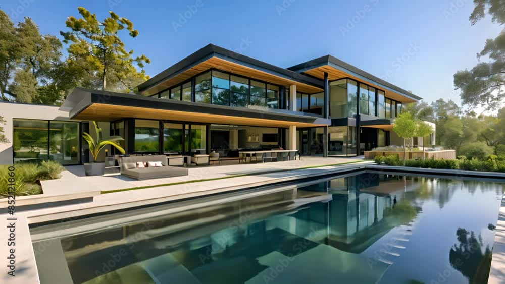 Modern house with swimming pool. Modern house with swimming pool.