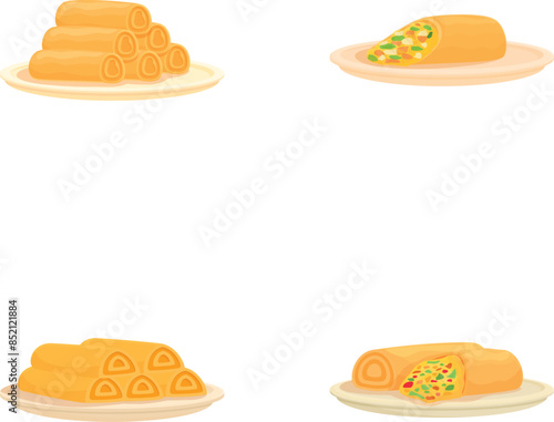 Vector illustration collection of traditional mexican dishes on plates with a clean background