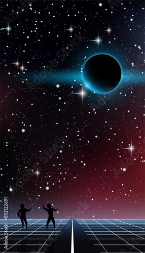 Smartphone vector wallpaper. Night sky vector background