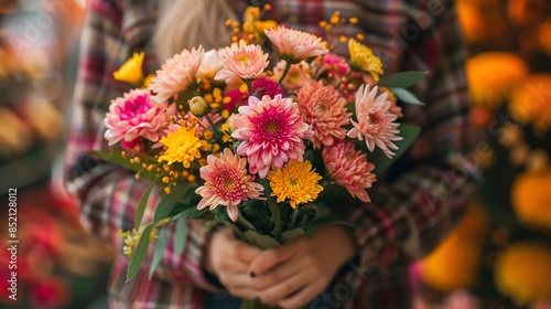 Wallpaper Mural Pink and Yellow Chrysanthemums Bouquet Torontodigital.ca