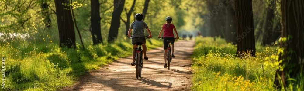 People riding bikes down a dirt road People riding bikes down a dirt road