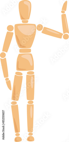 Wooden Man Manikin Hand Up Pose