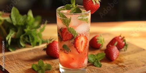 strawberry mojito, fruity summer cocktail