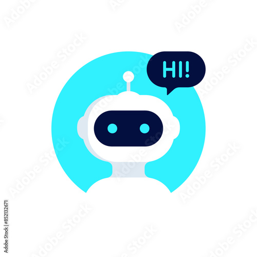 Chat bot icon design. Robot say Hi. Virtual smart assistant Bot icon. Chatbot symbol concept. Voice support service Chat bot. Vector illustration.